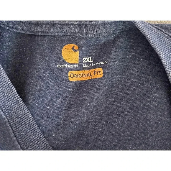 Carhartt Men’s Classic T-Shirt Blue Steele Pocket Size 2XL - Picture 4 of 6